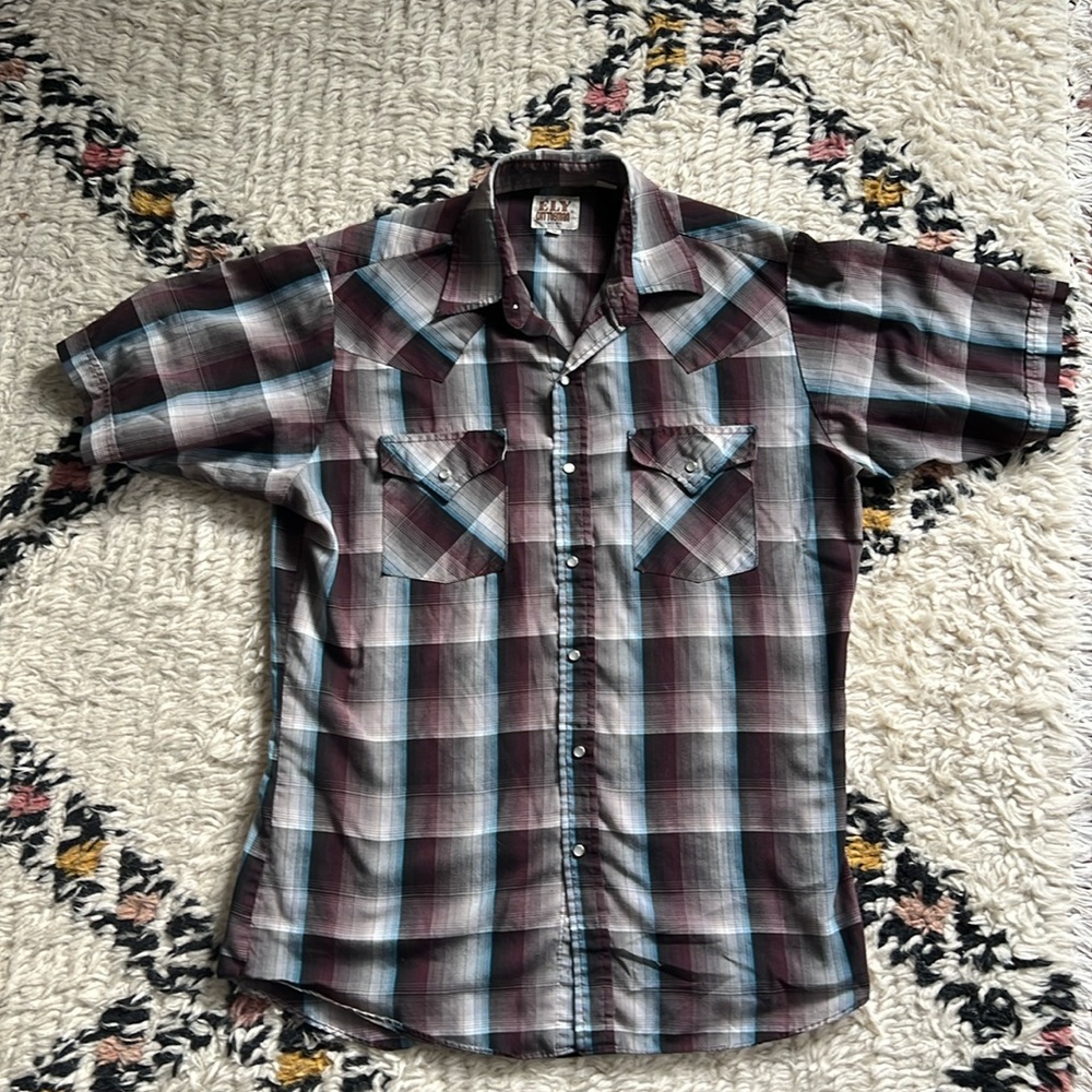 Short Sleeve Pearl Snap Plaid Western Shirt
